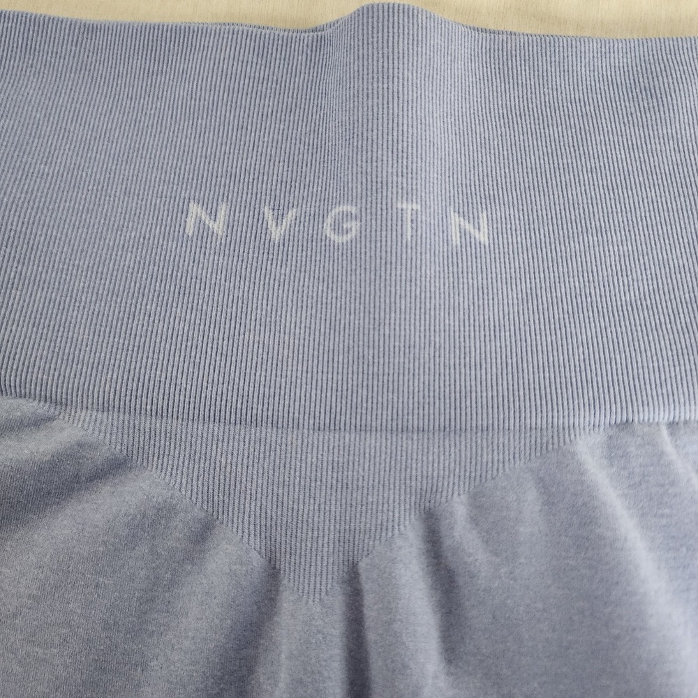 NVGTN Seamless Leggings Womens Medium Blue Excellent High Waisted Contour Ribbed